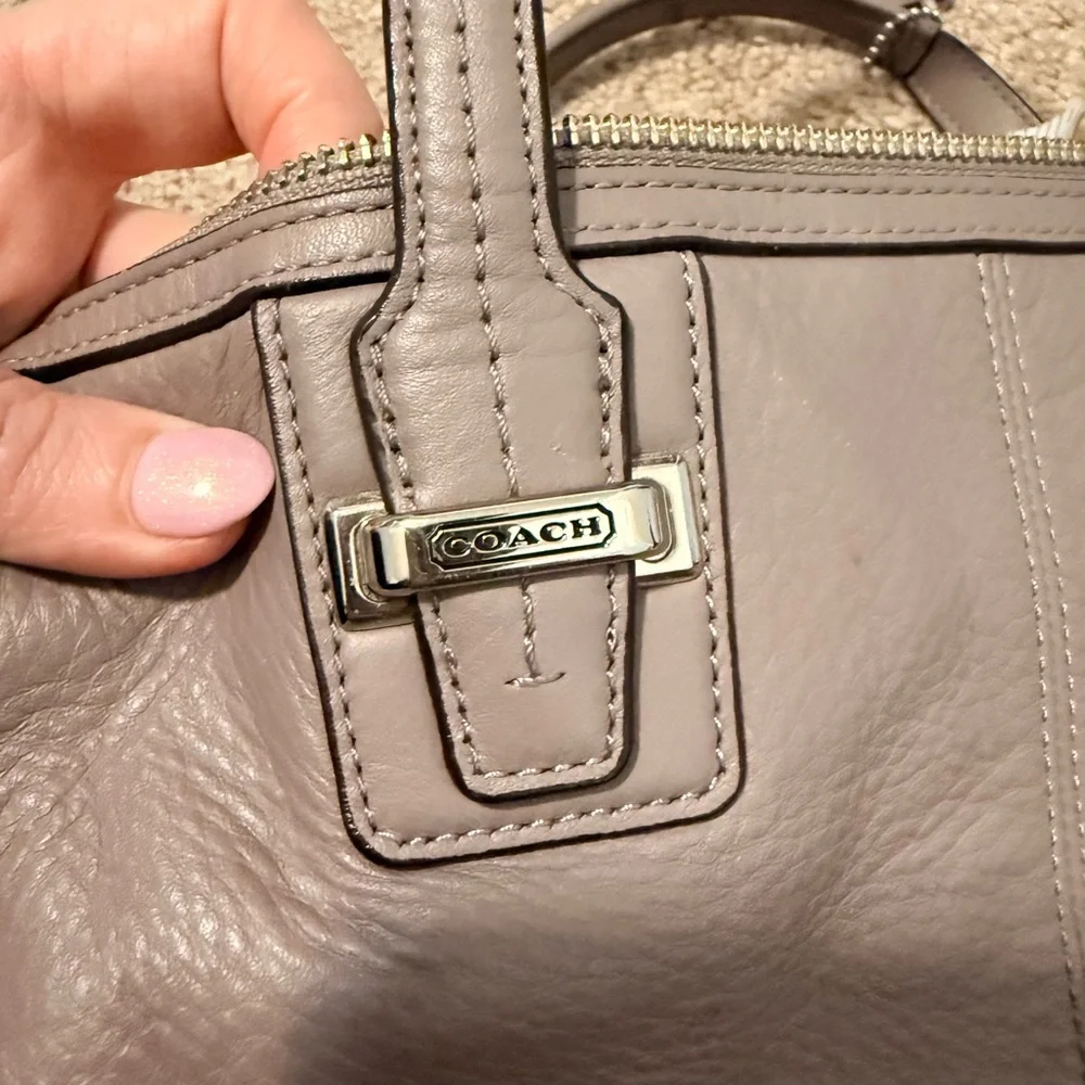 Coach Taylor Leather Satchel in Mushroom Grey